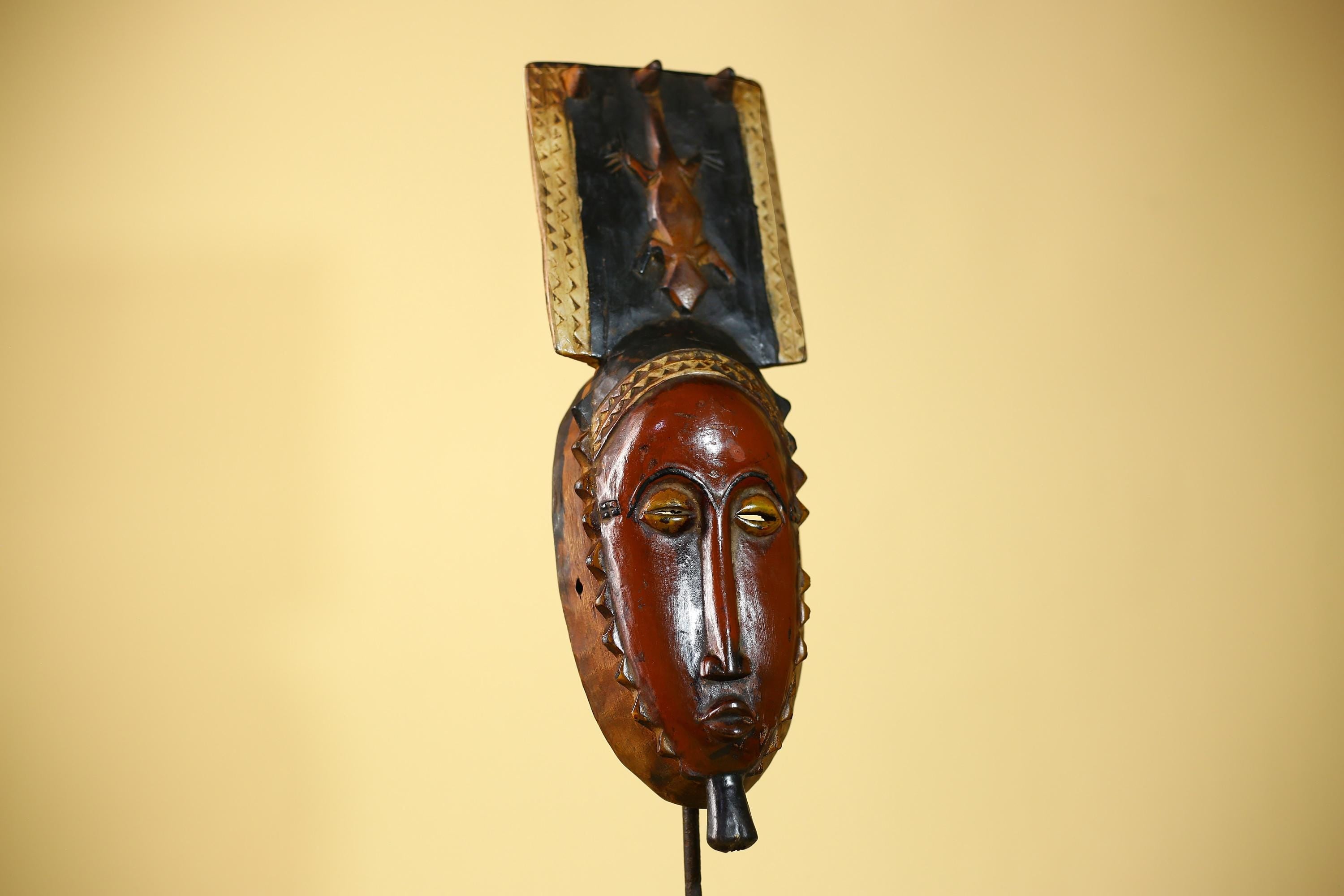 Wooden African Mask Baule Tribal Art Vintage Carved African Wall Art-G6098