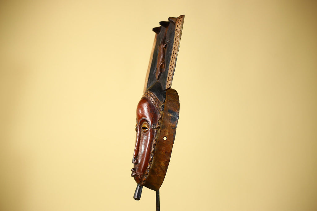 Wooden African Mask Baule Tribal Art Vintage Carved African Wall Art-G6098