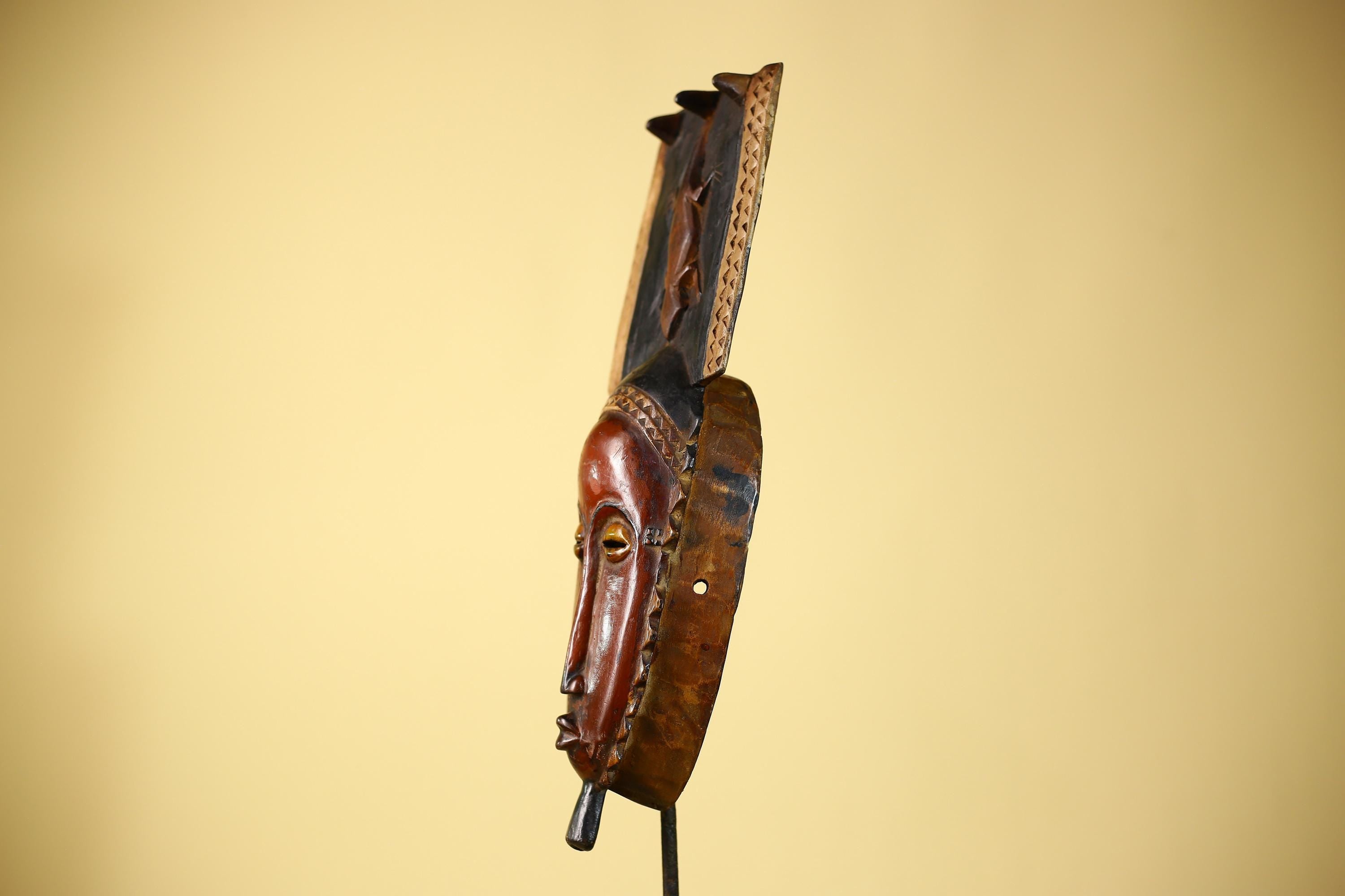Wooden African Mask Baule Tribal Art Vintage Carved African Wall Art-G6098