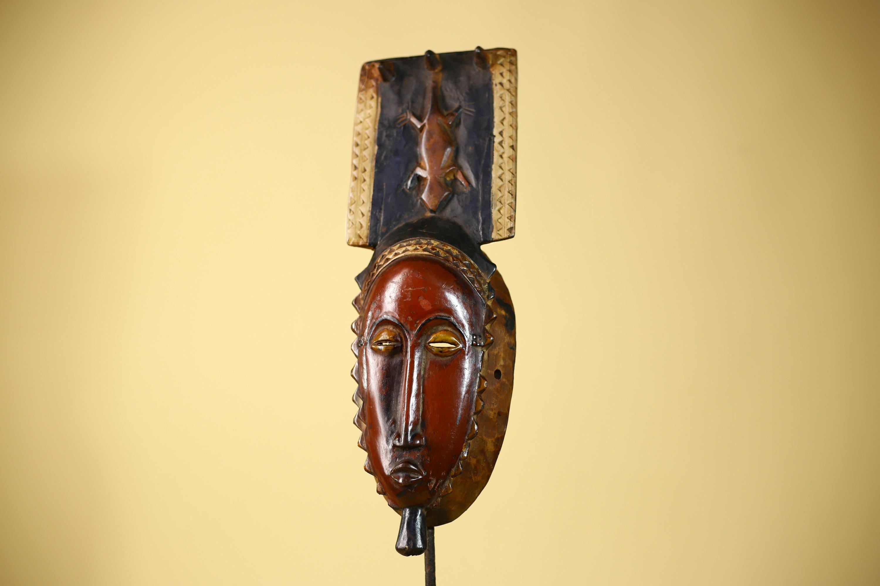 Wooden African Mask Baule Tribal Art Vintage Carved African Wall Art-G6098