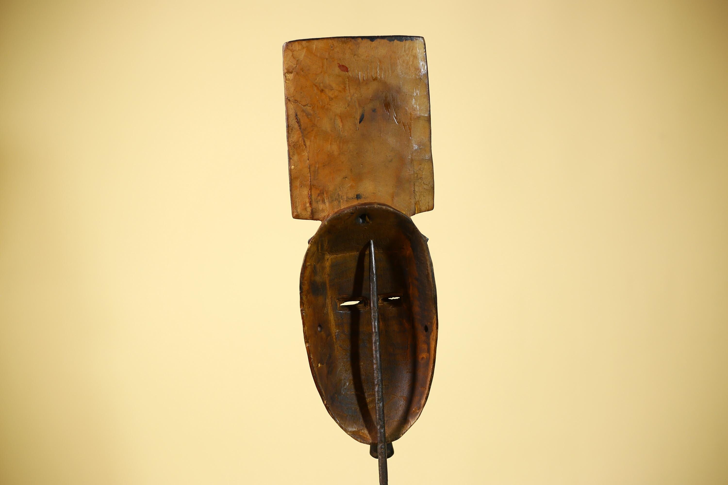 Wooden African Mask Baule Tribal Art Vintage Carved African Wall Art-G6098