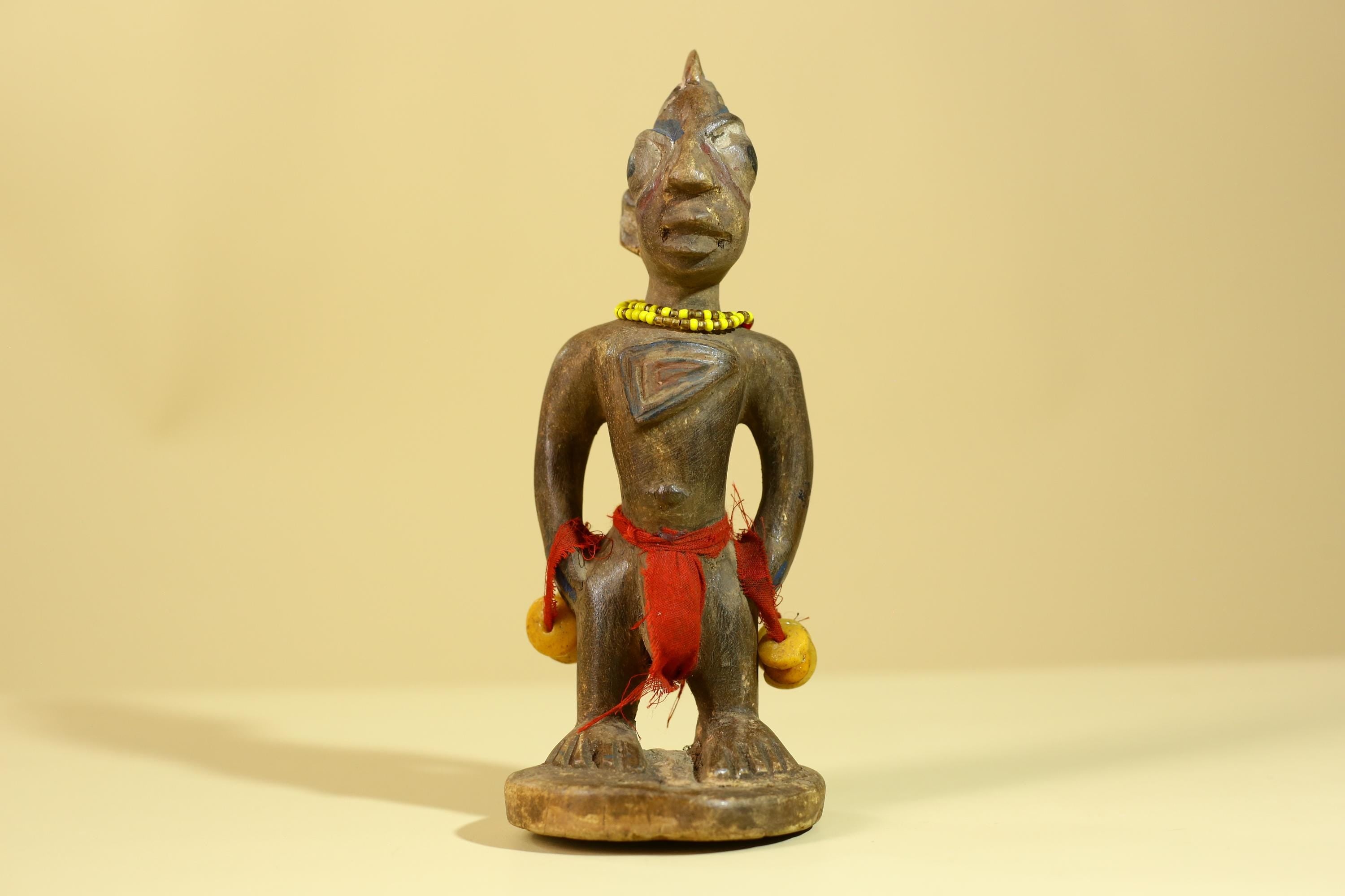 African Wooden Standing Figure- Tribal Art Hand Carved Vintage Statue-G6198