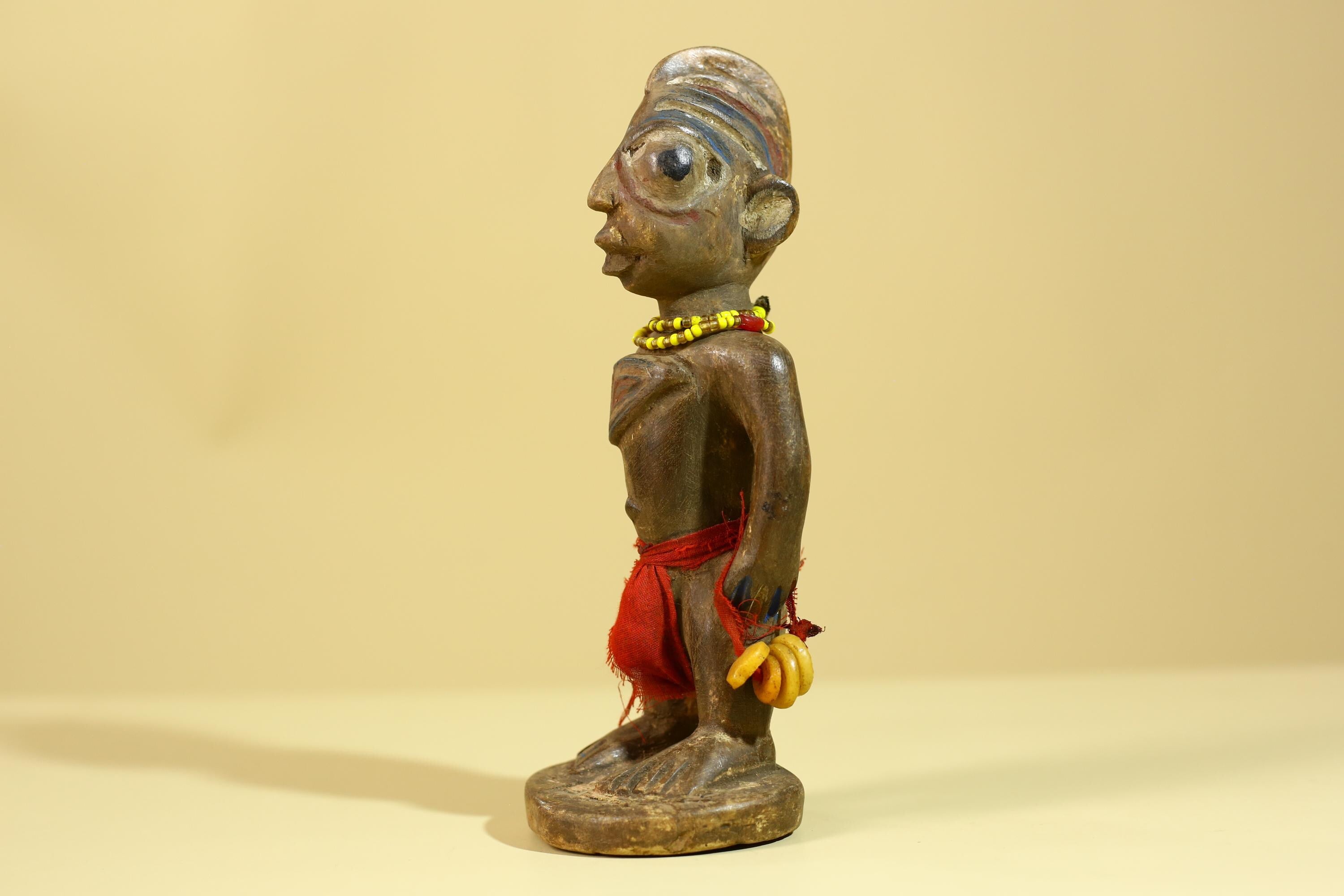 African Wooden Standing Figure- Tribal Art Hand Carved Vintage Statue-G6198