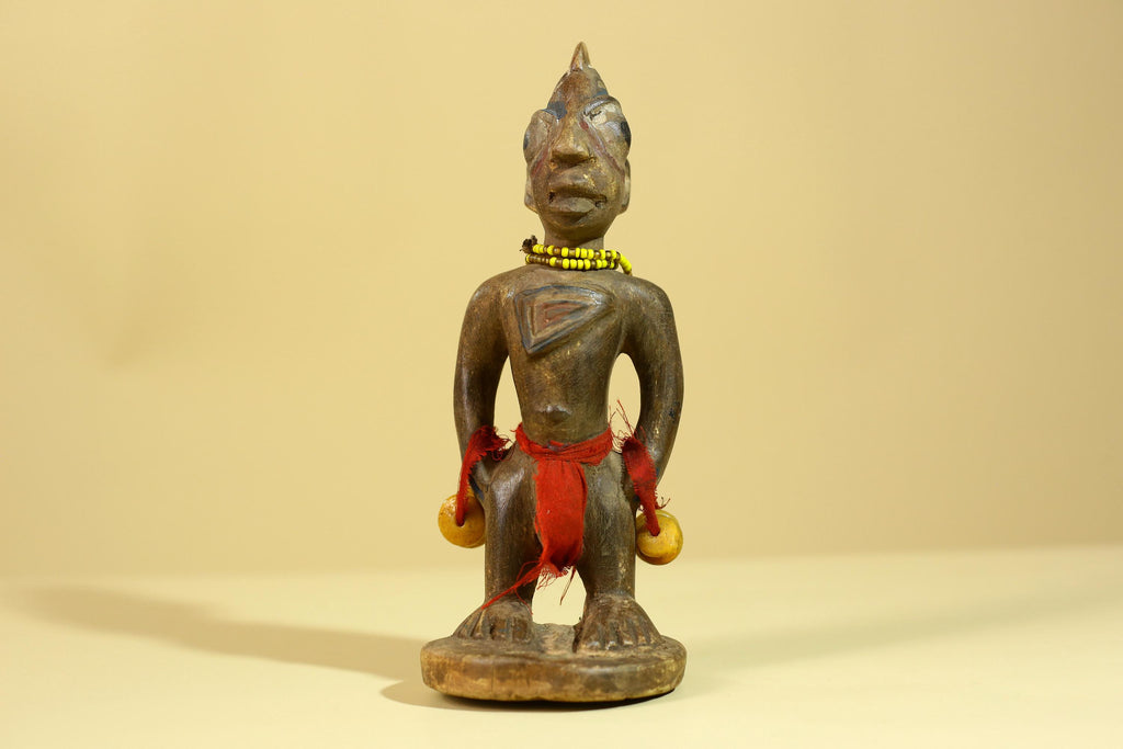 African Wooden Standing Figure- Tribal Art Hand Carved Vintage Statue-G6198