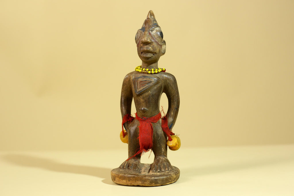 African Wooden Standing Figure- Tribal Art Hand Carved Vintage Statue-G6198