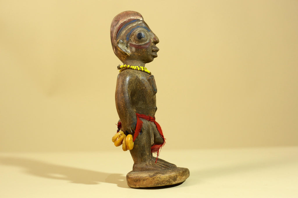 African Wooden Standing Figure- Tribal Art Hand Carved Vintage Statue-G6198