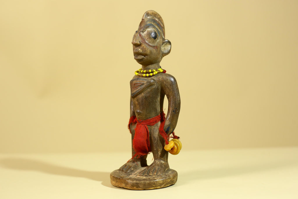 African Wooden Standing Figure- Tribal Art Hand Carved Vintage Statue-G6198