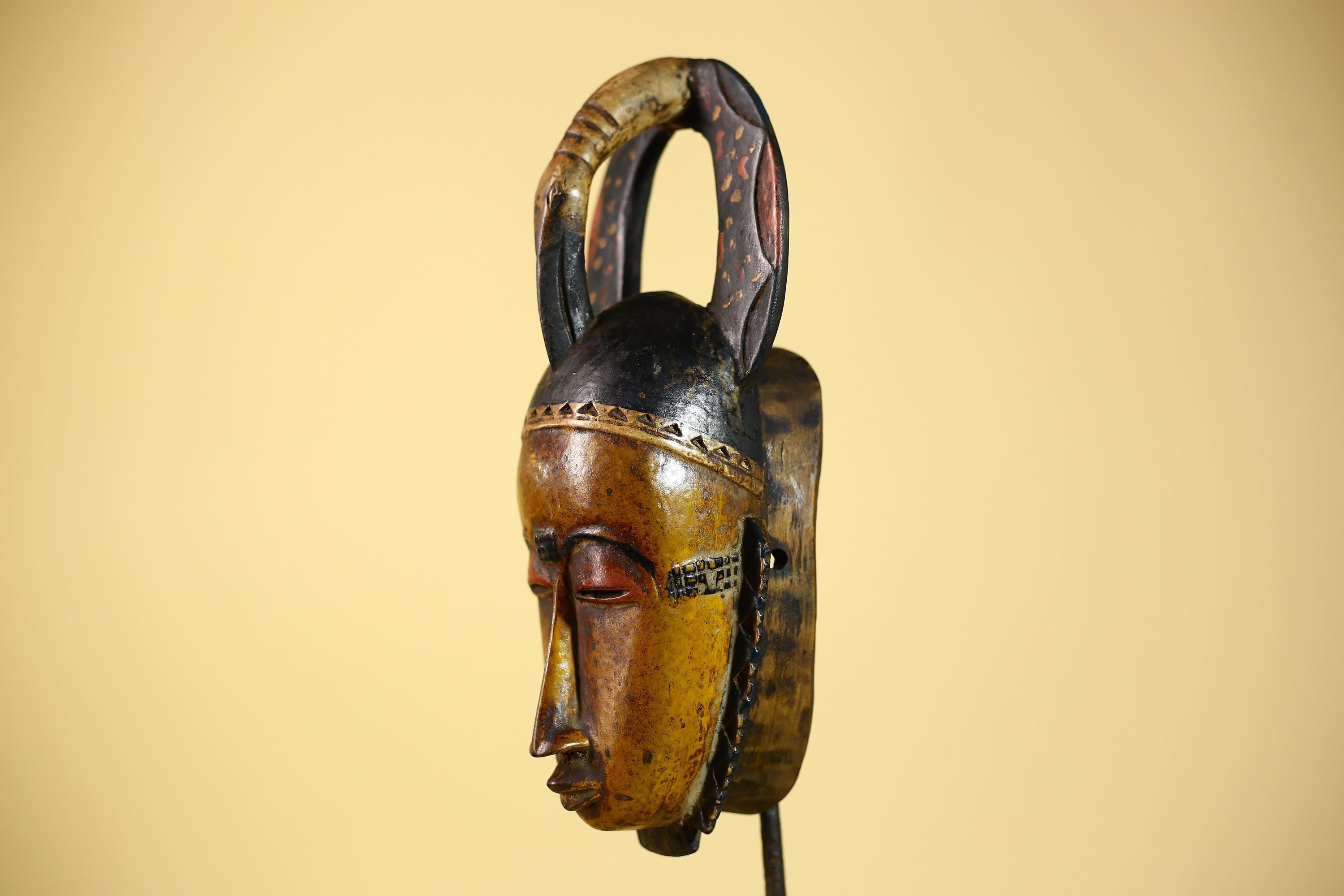 Handmade African Wooden Mask Baule Tribal Art Vintage Wall Decor-G6100