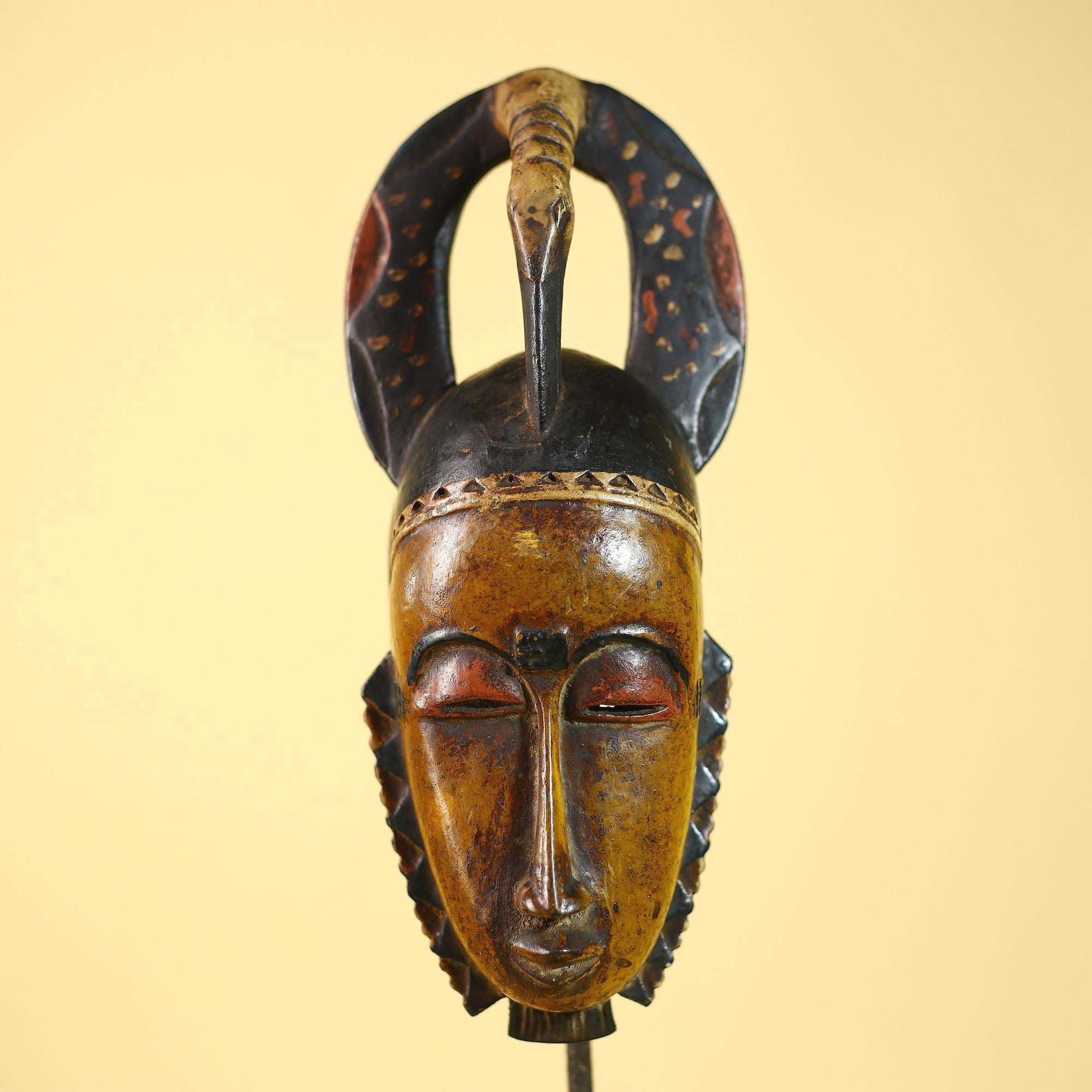 Handmade African Wooden Mask Baule Tribal Art Vintage Wall Decor-G6100