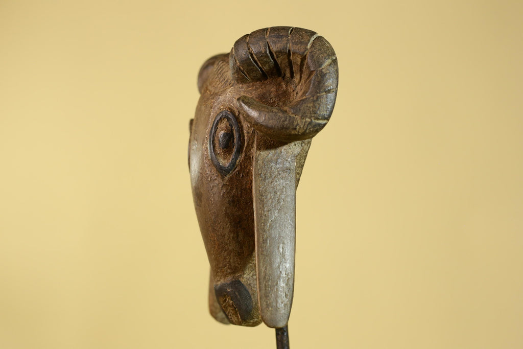 Antique African Wooden Ram Mask- Head Tribal Animal Art Carved Decor-G6199