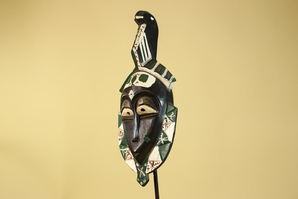 Hand Carved African Tribal Mask–Painted Wooden Ritual Mask For Wall Decor-G6200