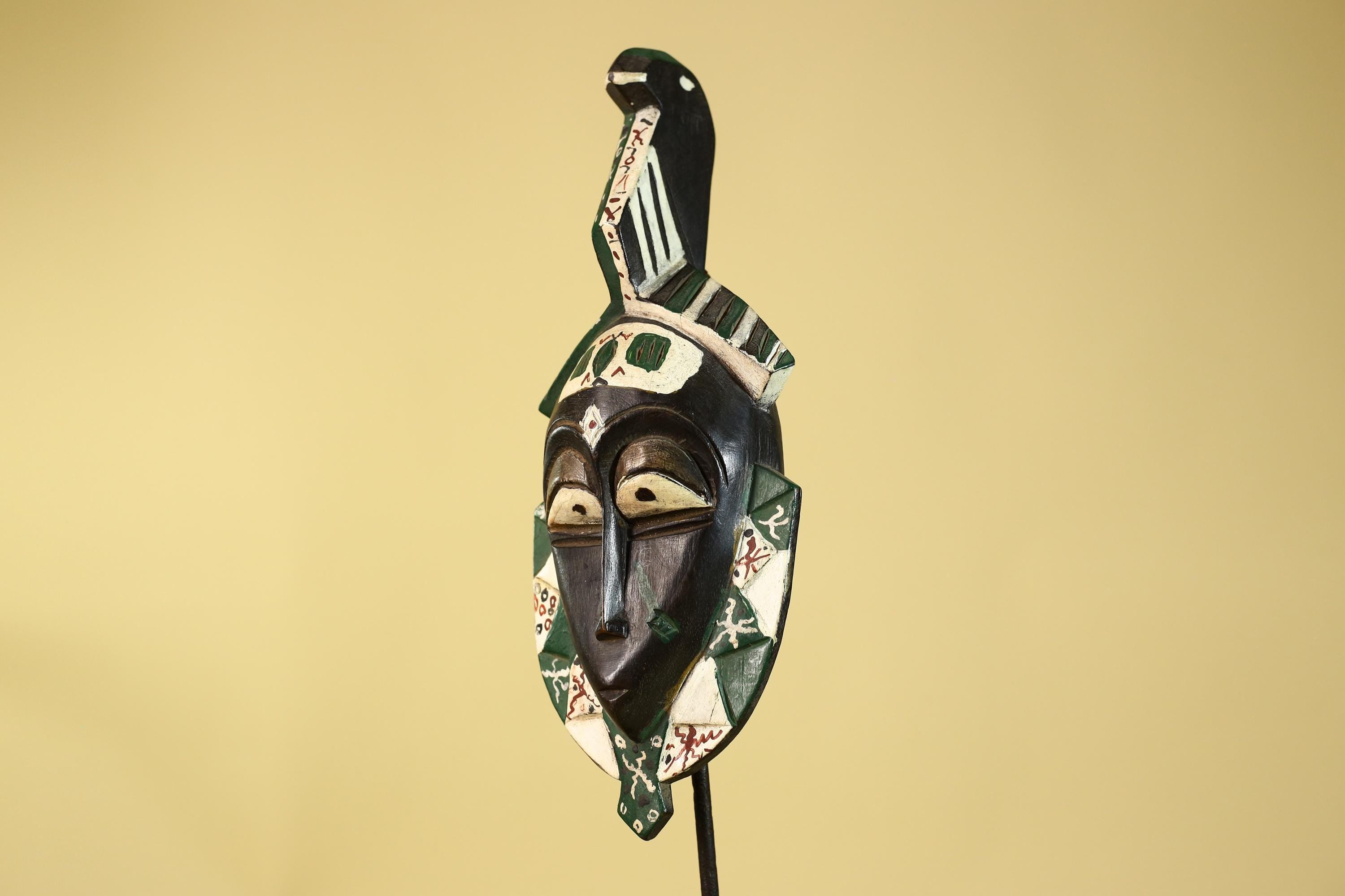 Hand Carved African Tribal Mask–Painted Wooden Ritual Mask For Wall Decor-G6200