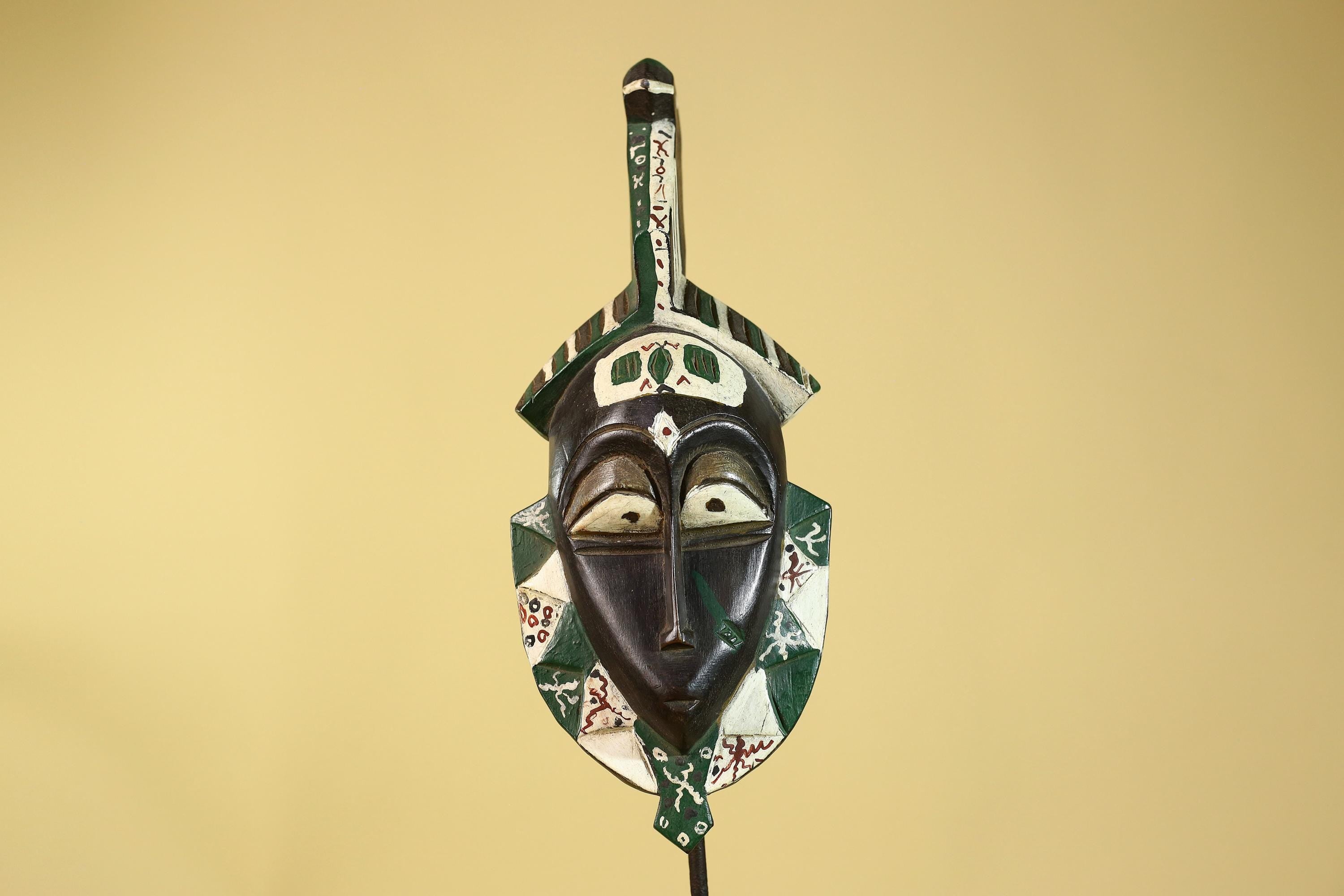 Hand Carved African Tribal Mask–Painted Wooden Ritual Mask For Wall Decor-G6200