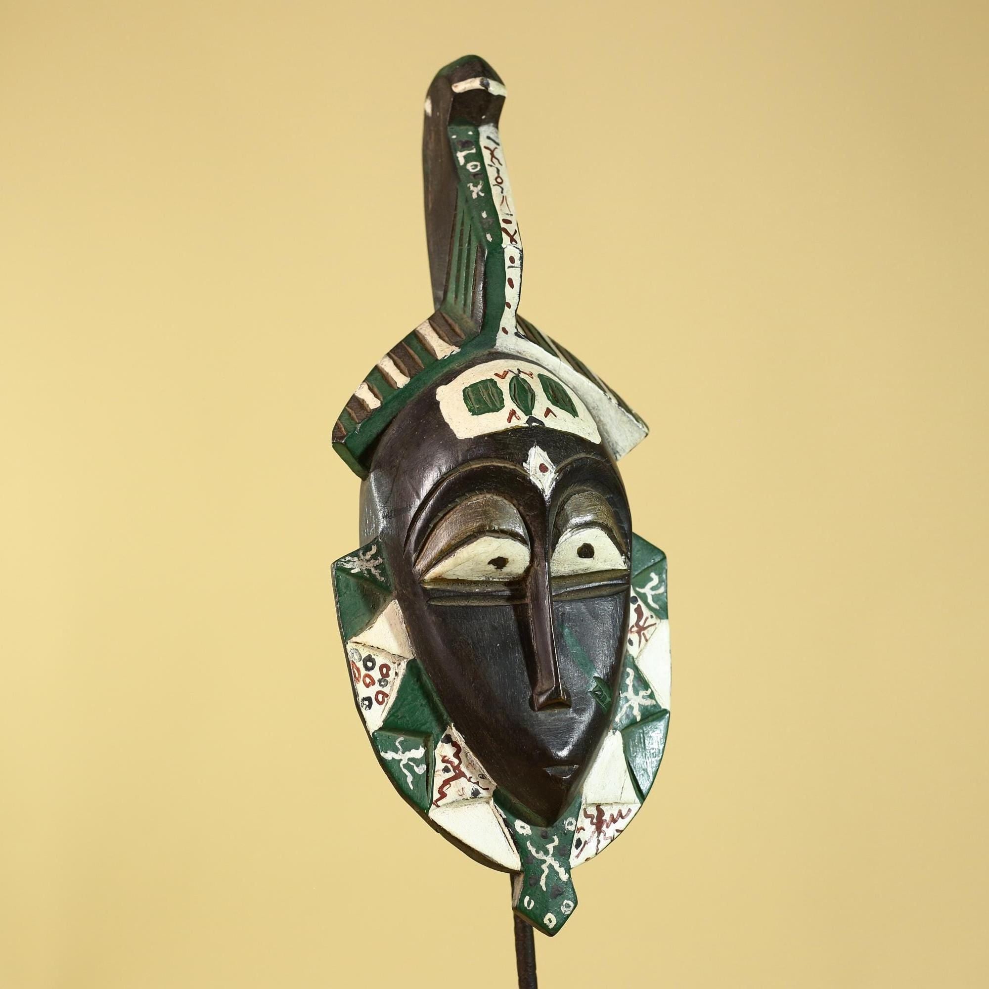 Hand Carved African Tribal Mask–Painted Wooden Ritual Mask For Wall Decor-G6200