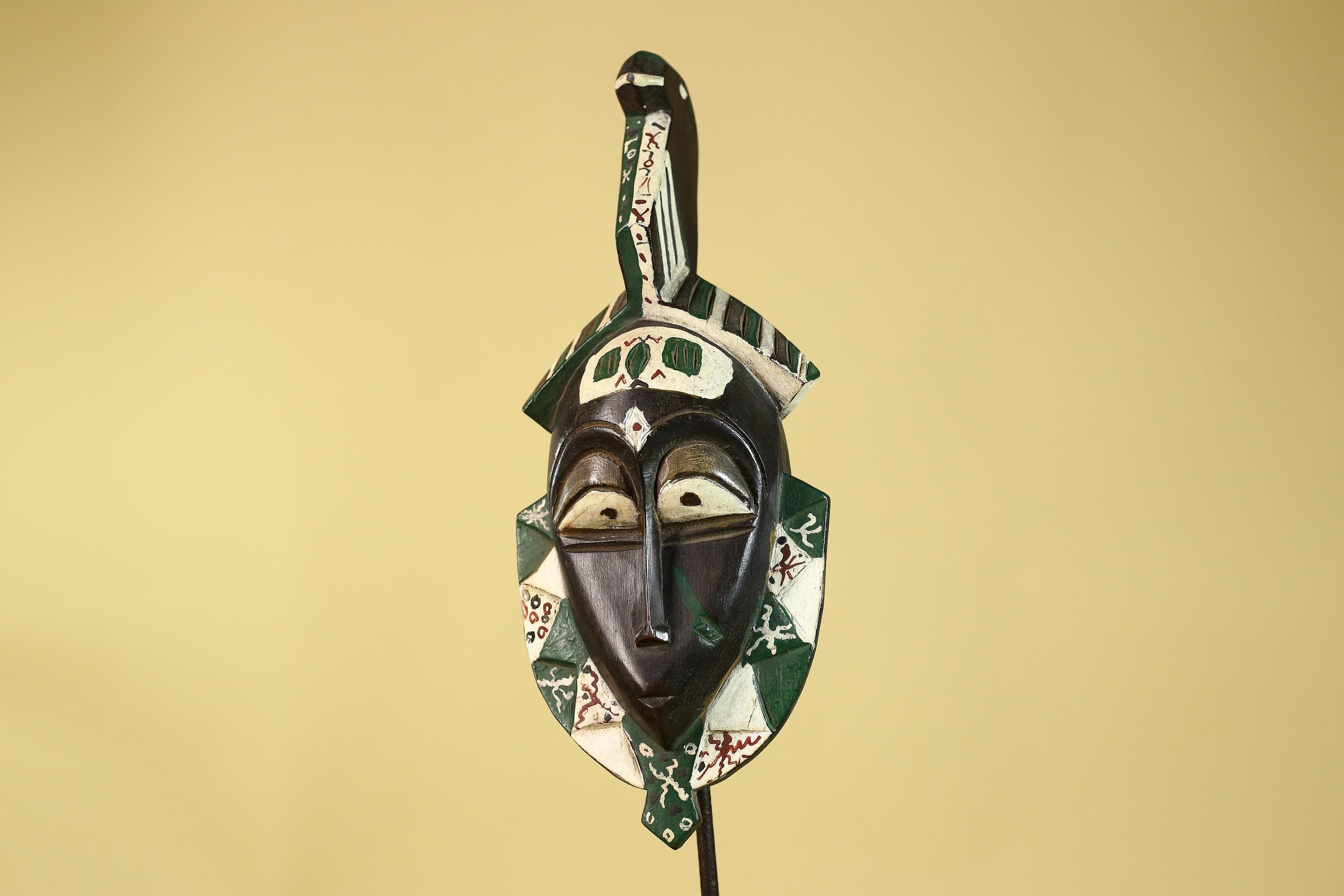 Hand Carved African Tribal Mask–Painted Wooden Ritual Mask For Wall Decor-G6200