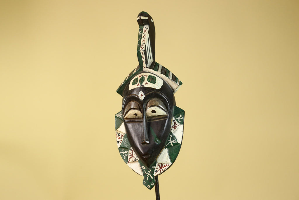 Hand Carved African Tribal Mask–Painted Wooden Ritual Mask For Wall Decor-G6200