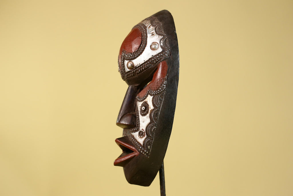 African Mask Tribal Wooden Mask- Wall Art Hand Carved Ceremonial Mask-G6201