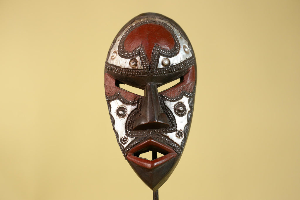 African Mask Tribal Wooden Mask- Wall Art Hand Carved Ceremonial Mask-G6201