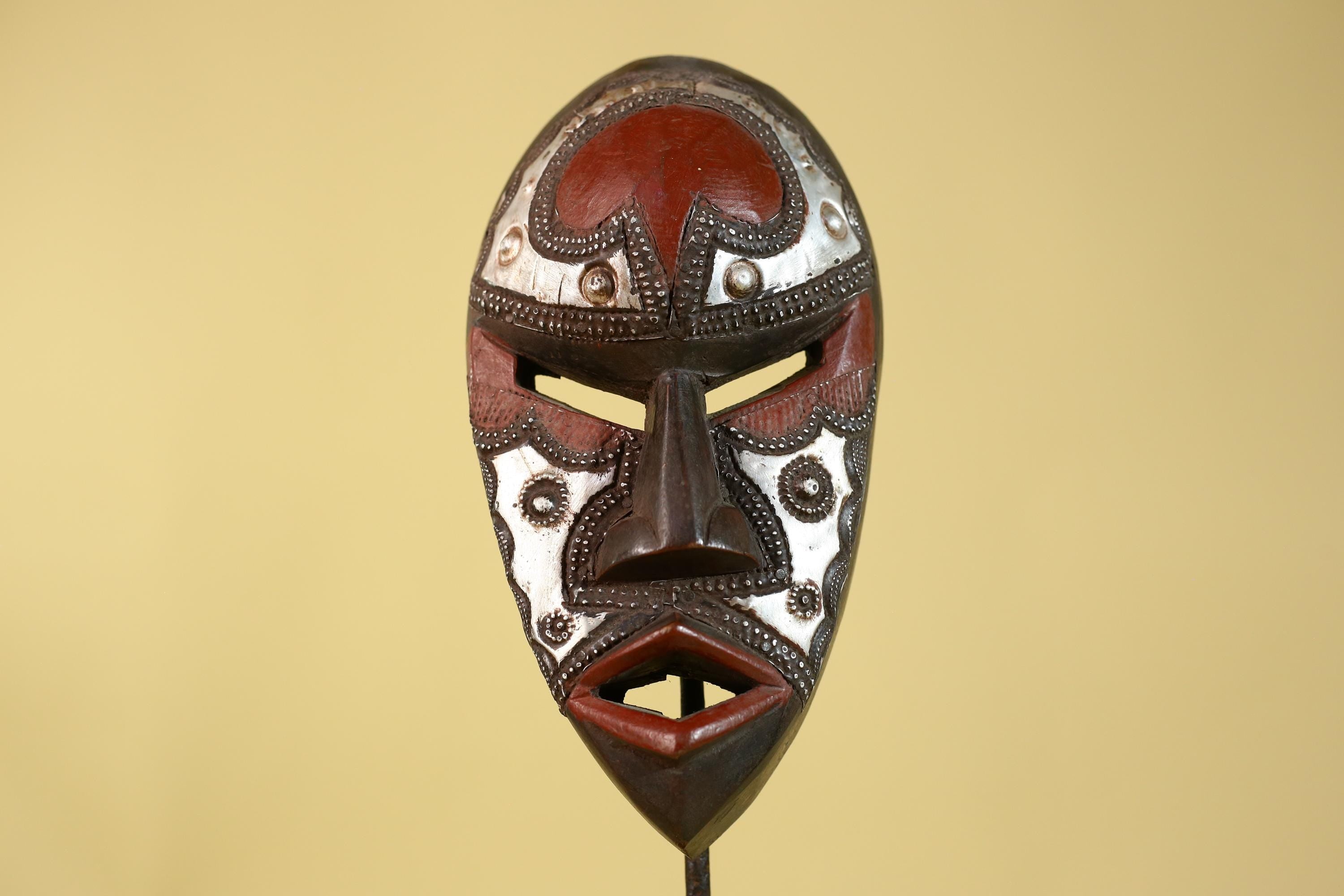 African Mask Tribal Wooden Mask- Wall Art Hand Carved Ceremonial Mask-G6201