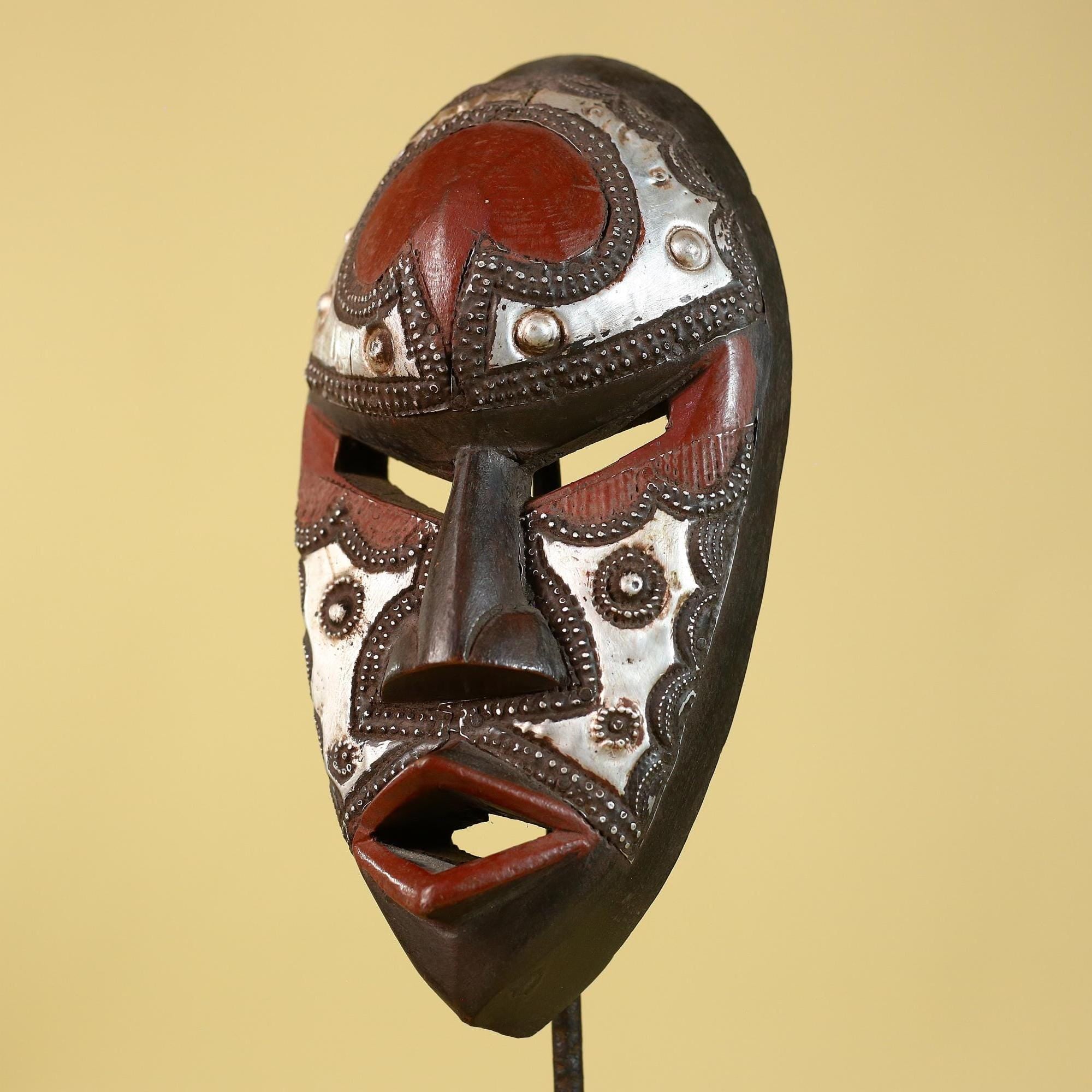 African Mask Tribal Wooden Mask- Wall Art Hand Carved Ceremonial Mask-G6201