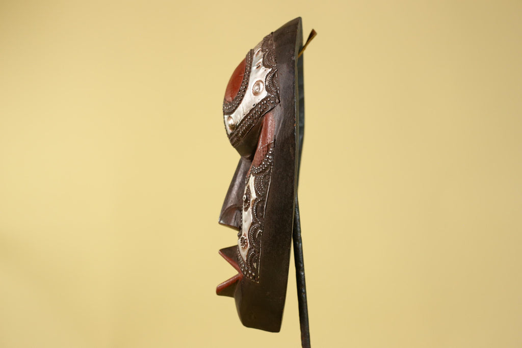 African Mask Tribal Wooden Mask- Wall Art Hand Carved Ceremonial Mask-G6201
