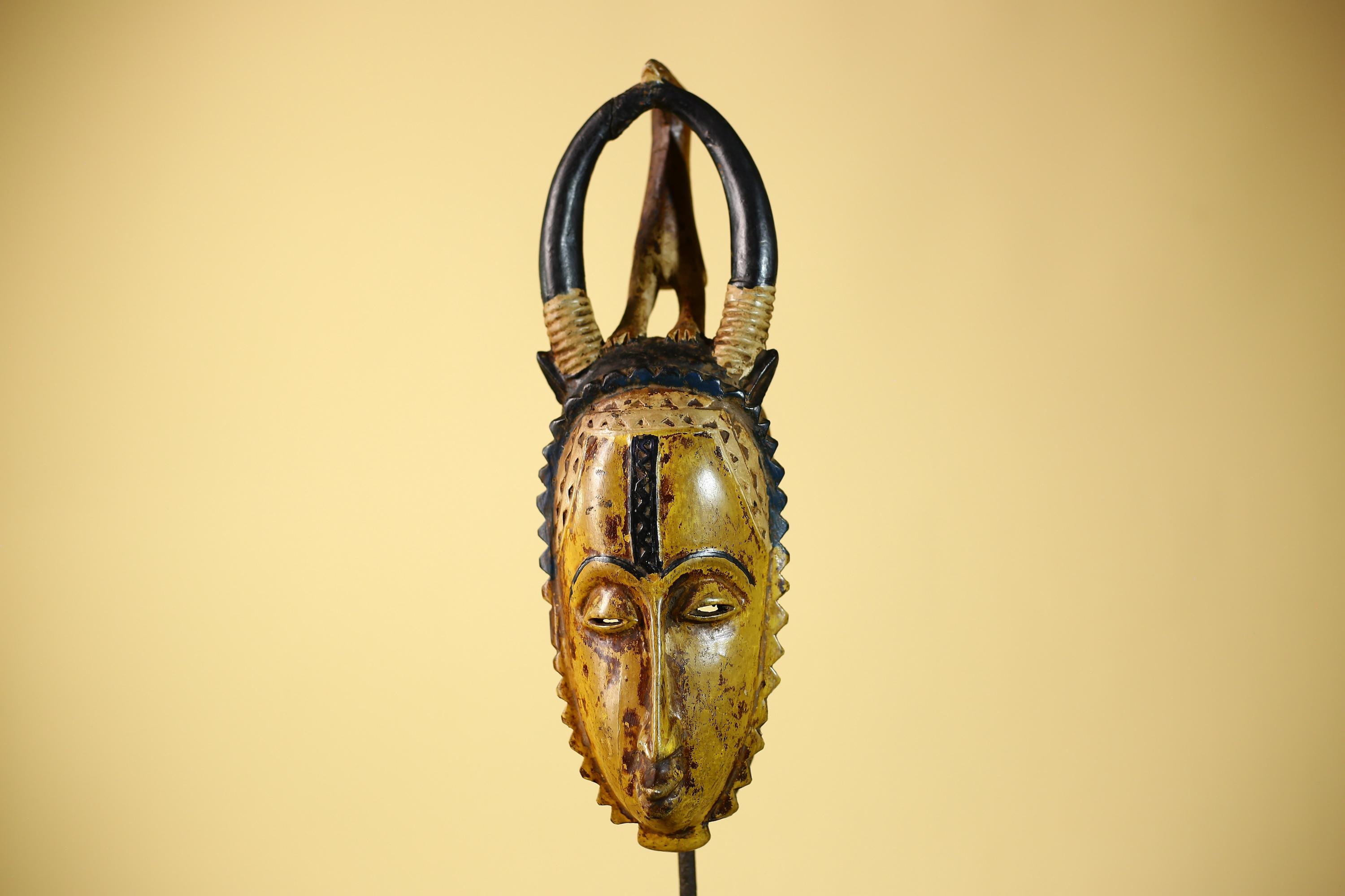 Handmade African Wooden  Mask Guro Tribal Art Vintage  Wall Decor-G6102
