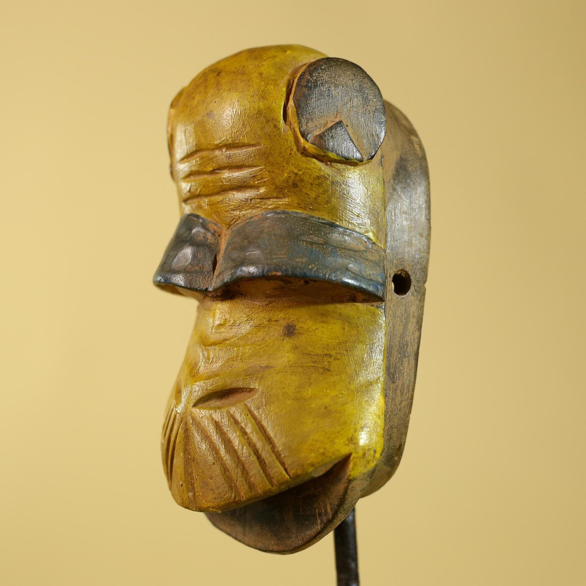 African Wooden Mask Baule Style- Tribal Mask Wall Art-G6202