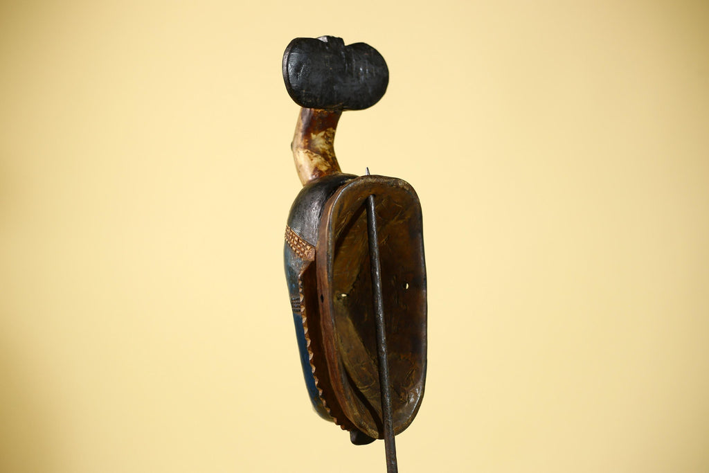 African Mask Wooden Art Baule Tribal Wall Vintage Handmade-G6104