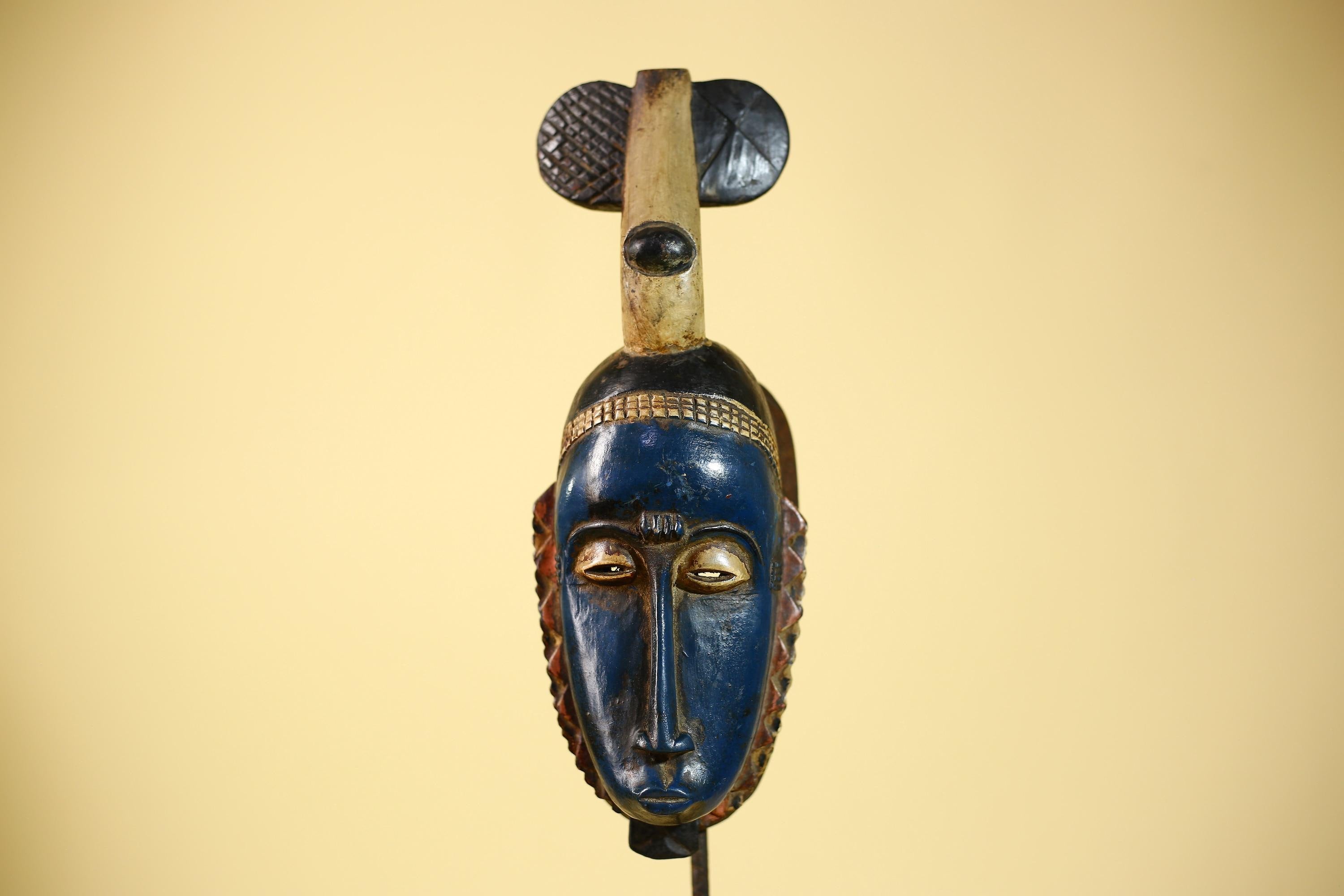 African Mask Wooden Art Baule Tribal Wall Vintage Handmade-G6104