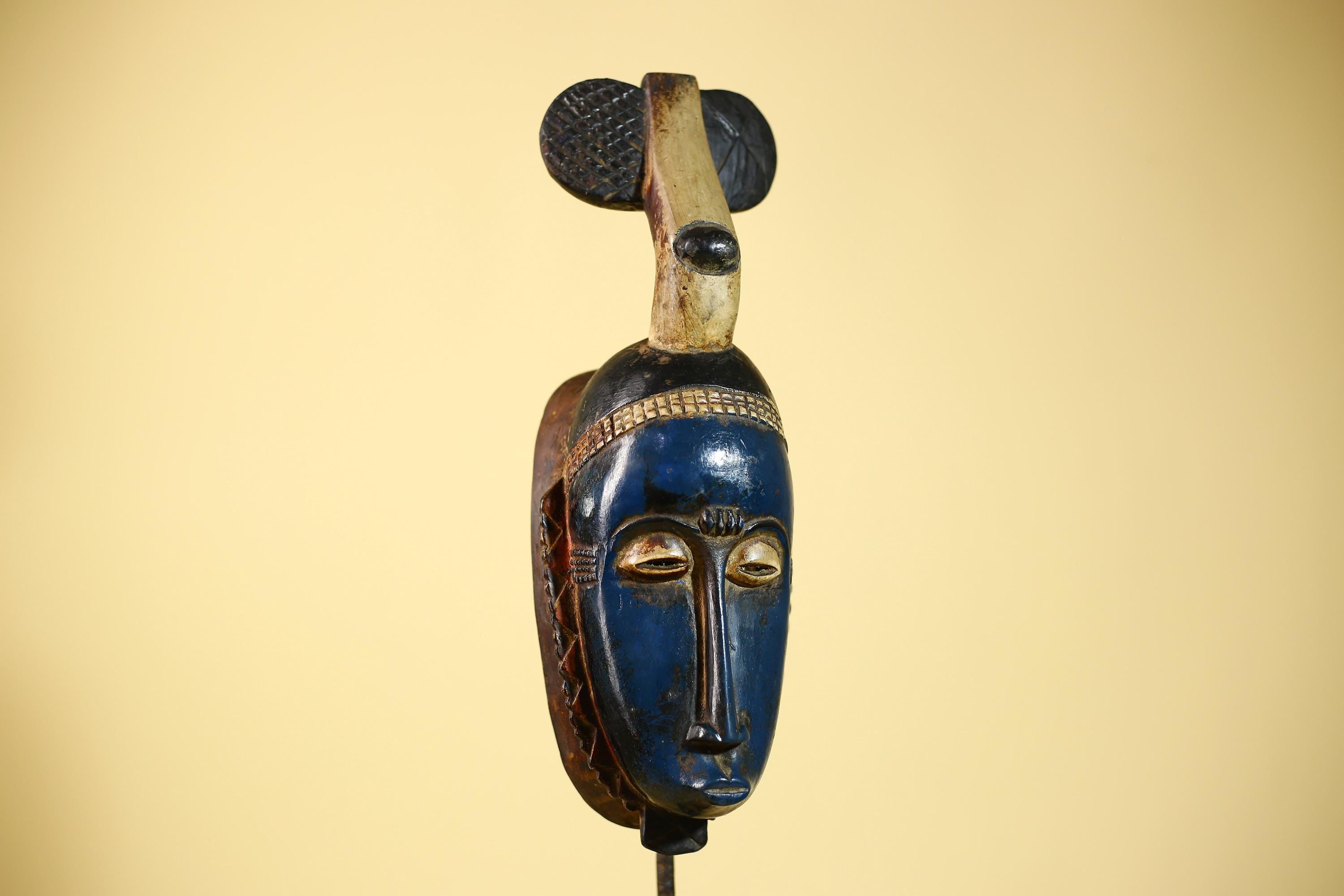African Mask Wooden Art Baule Tribal Wall Vintage Handmade-G6104