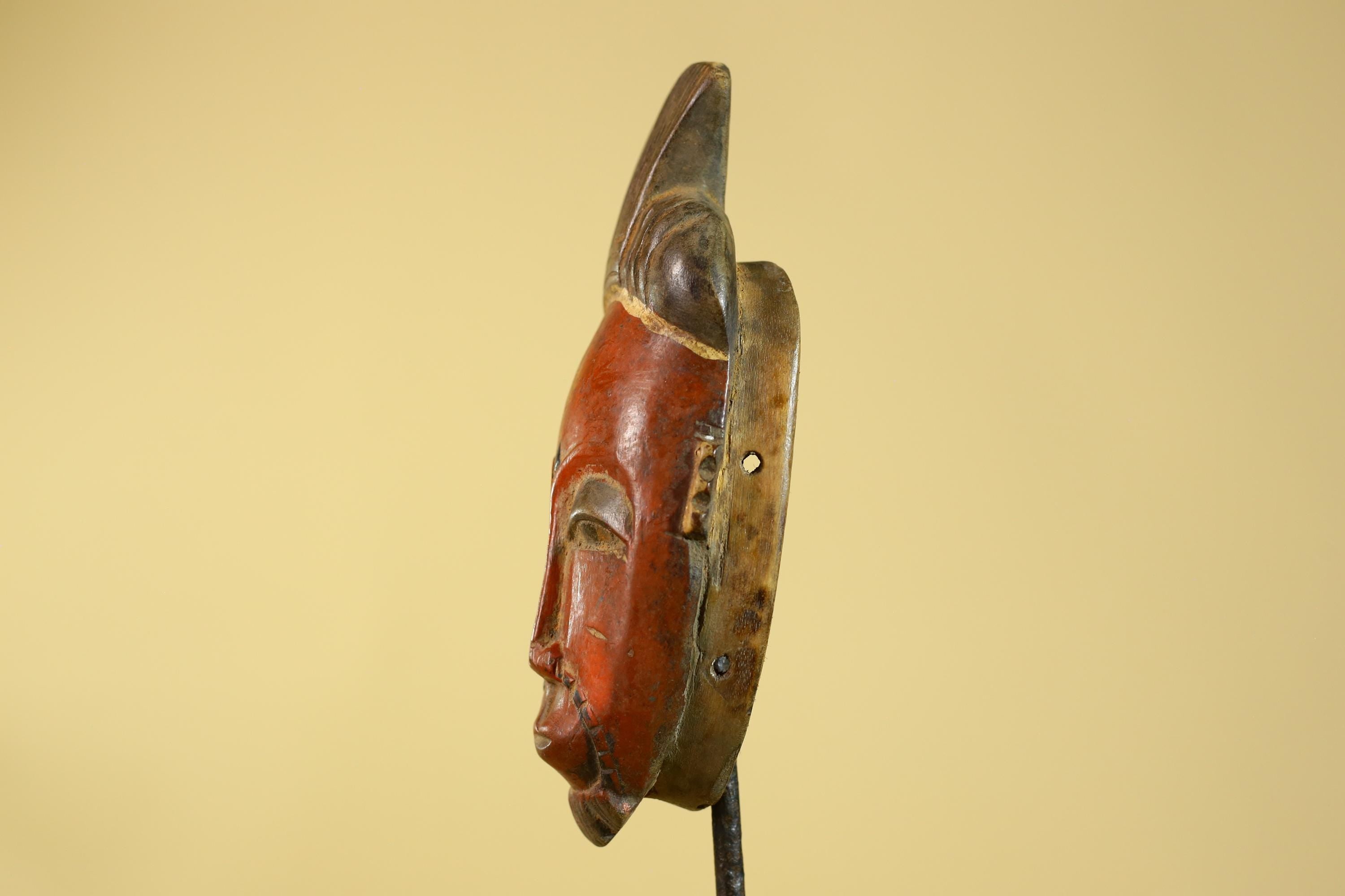 Hand Carved African Mask in Baule Style – Wooden Tribal Wall Art-G6203