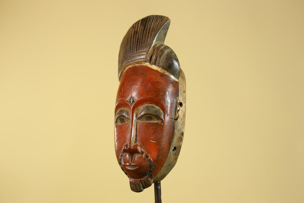 Hand Carved African Mask in Baule Style – Wooden Tribal Wall Art-G6203