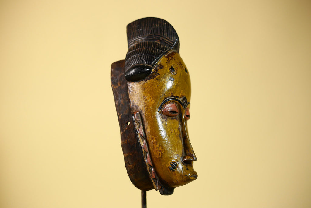 Rare African Baule Mask Handmade Wooden  Tribal Wall Art-G6105