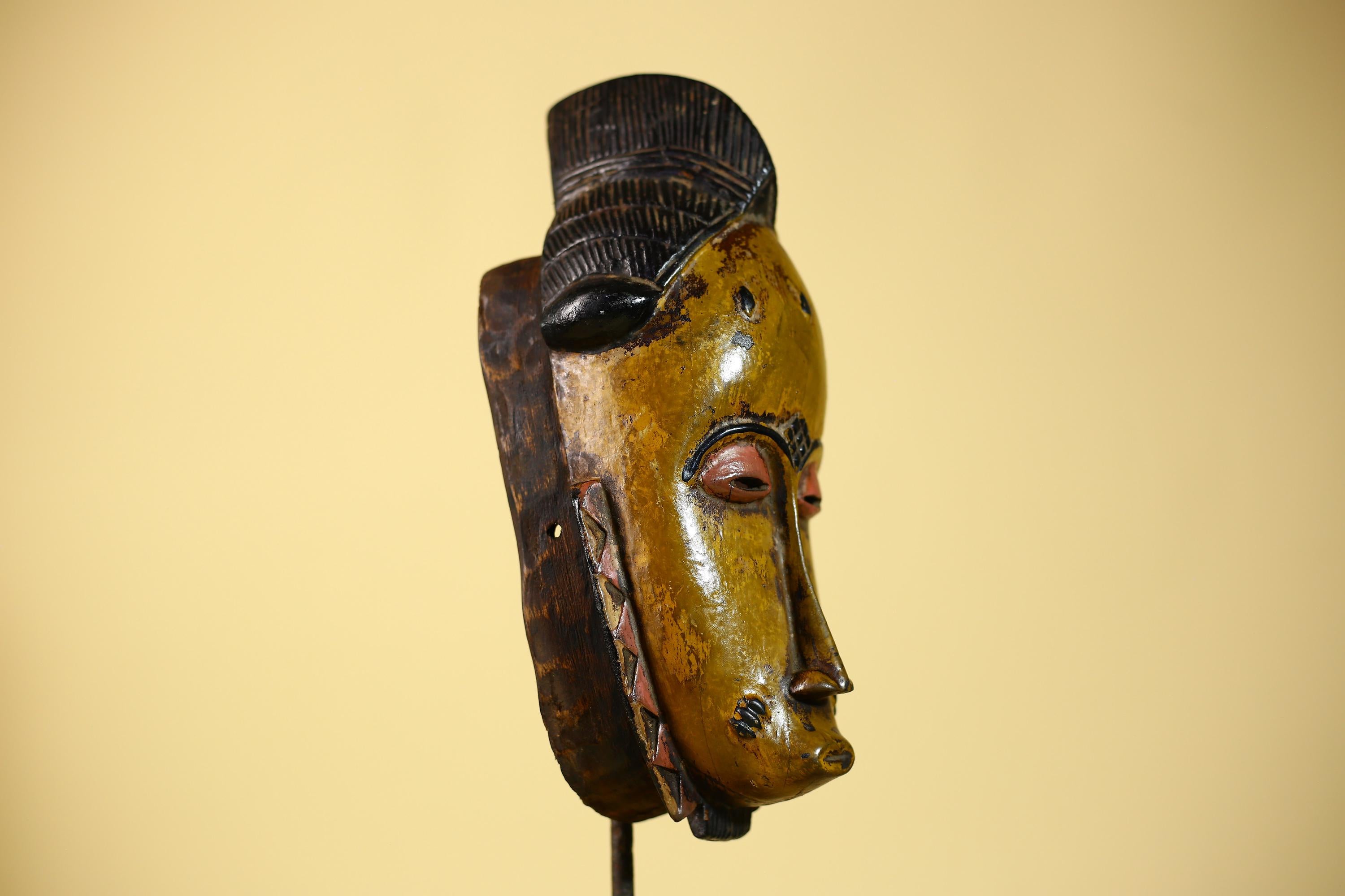Rare African Baule Mask Handmade Wooden  Tribal Wall Art-G6105