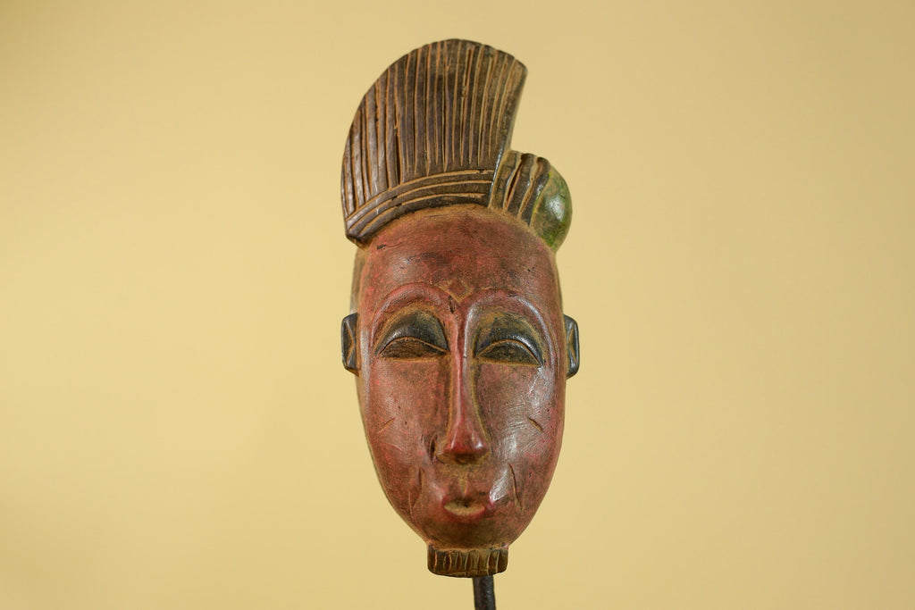 Hand Carved African Mask, Baule Style – Wooden Tribal Wall Art-G6205