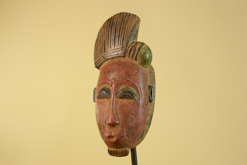 Hand Carved African Mask, Baule Style – Wooden Tribal Wall Art-G6205