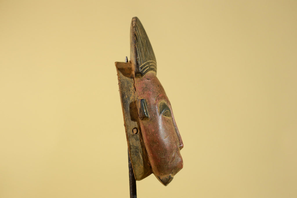 Hand Carved African Mask, Baule Style – Wooden Tribal Wall Art-G6205