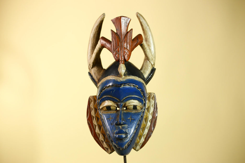 Rare African Mask Guro Wooden Art Handmade Tribal Wall Decor-G6106
