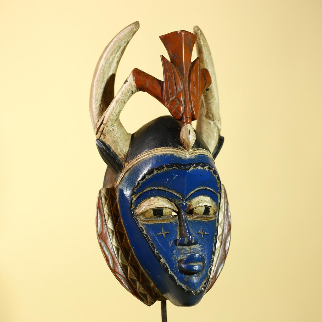 Rare African Mask Guro Wooden Art Handmade Tribal Wall Decor-G6106