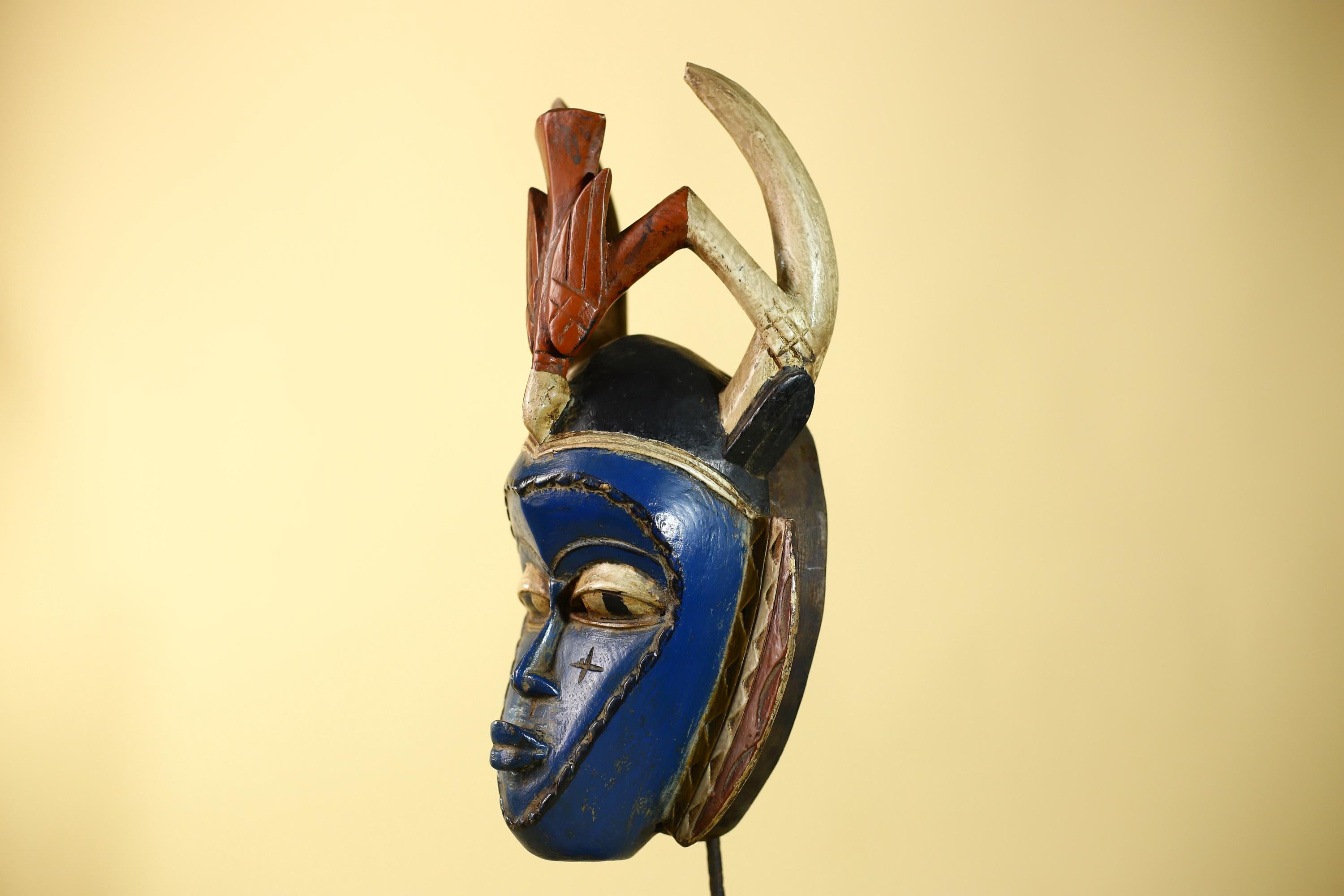 Rare African Mask Guro Wooden Art Handmade Tribal Wall Decor-G6106