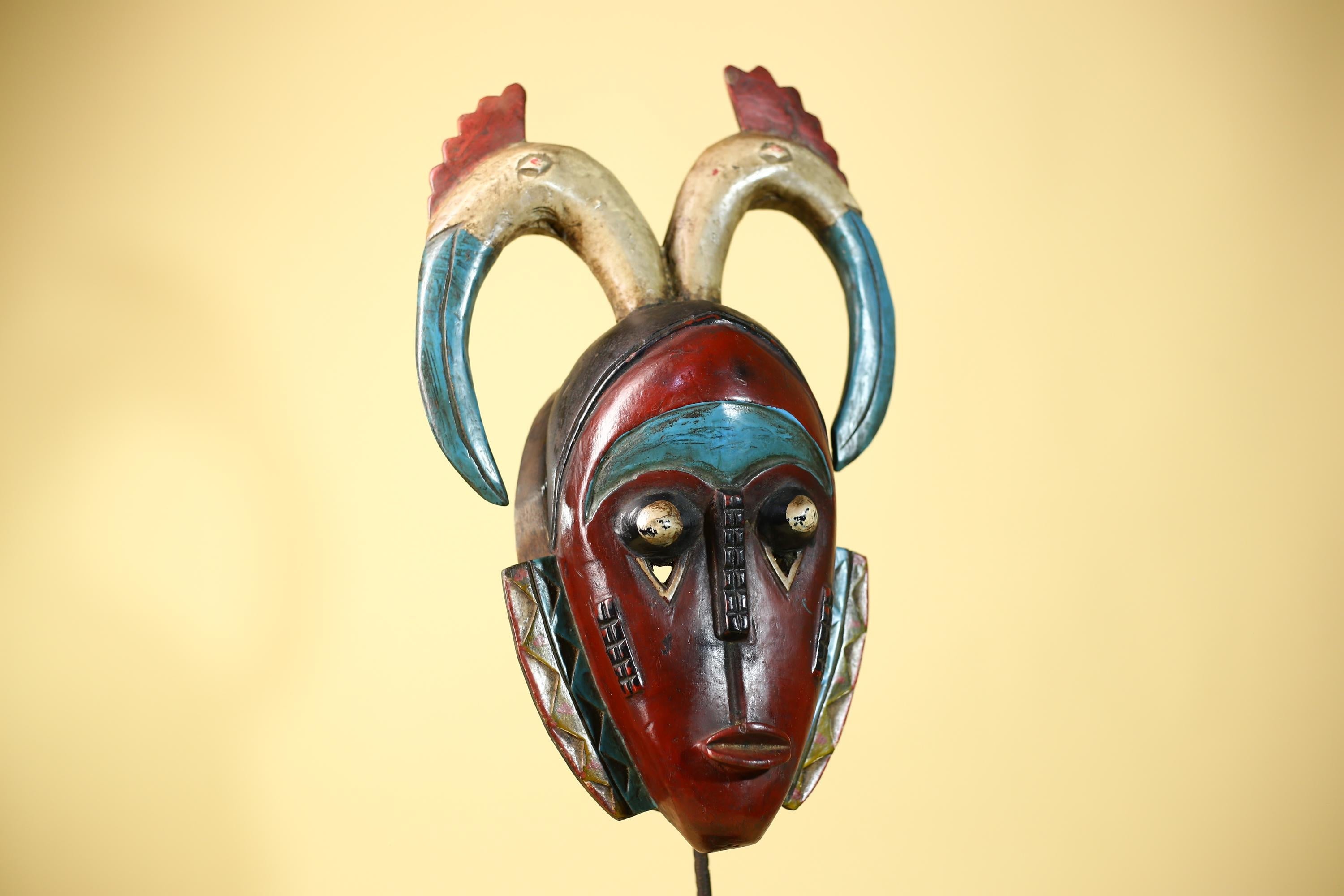 Large African Mask Guro Wooden Tribal Handmade Vintage Wall Art-G6107