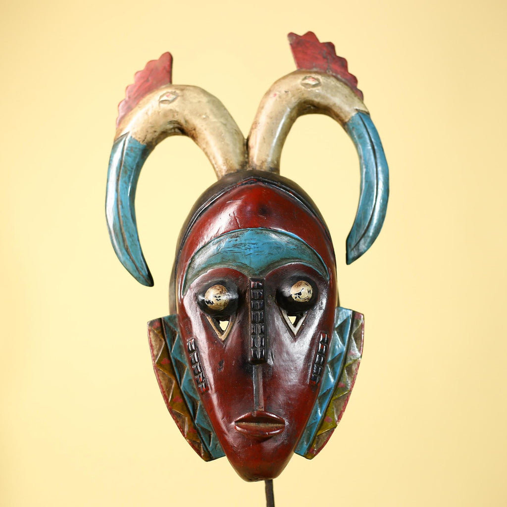 Large African Mask Guro Wooden Tribal Handmade Vintage Wall Art-G6107