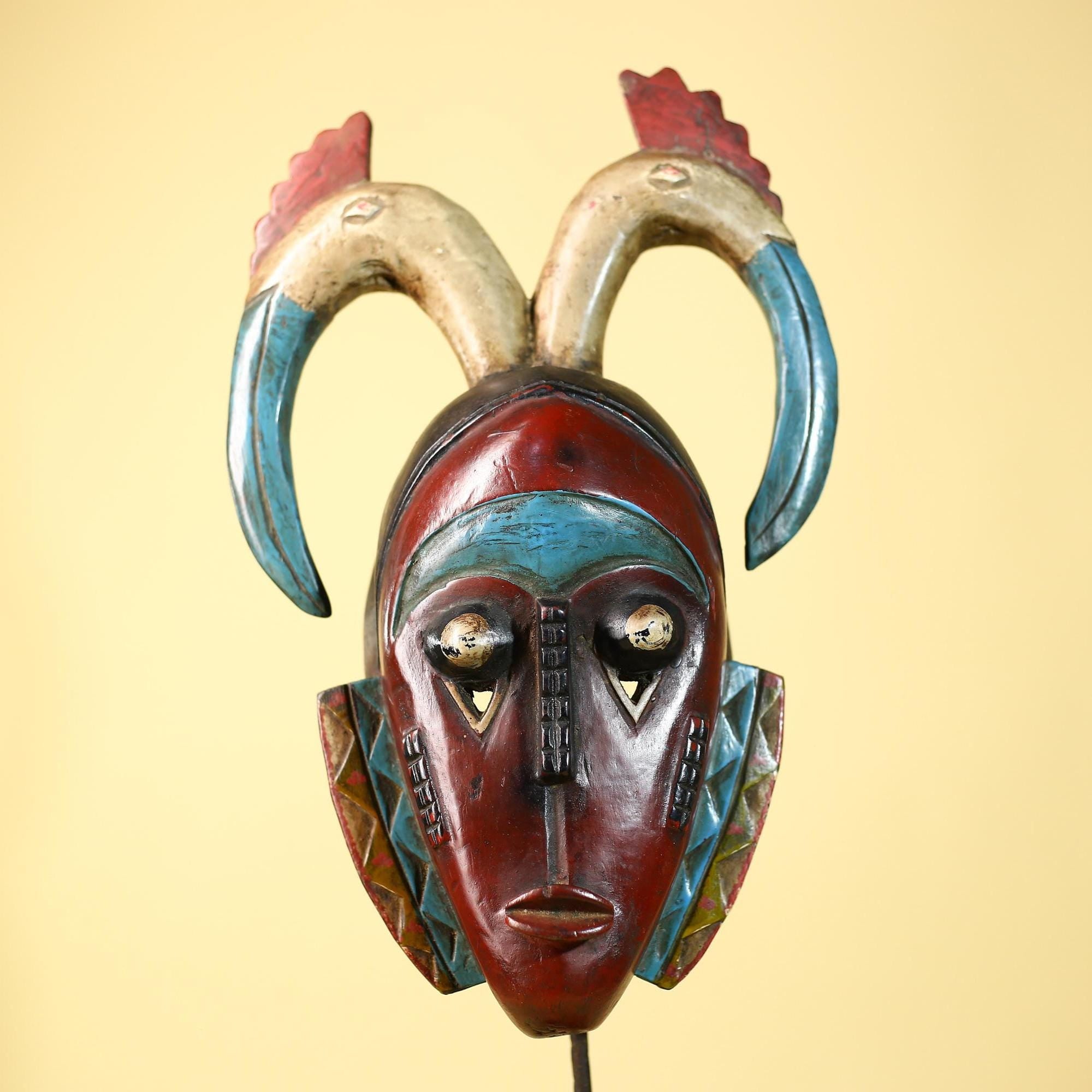 Large African Mask Guro Wooden Tribal Handmade Vintage Wall Art-G6107