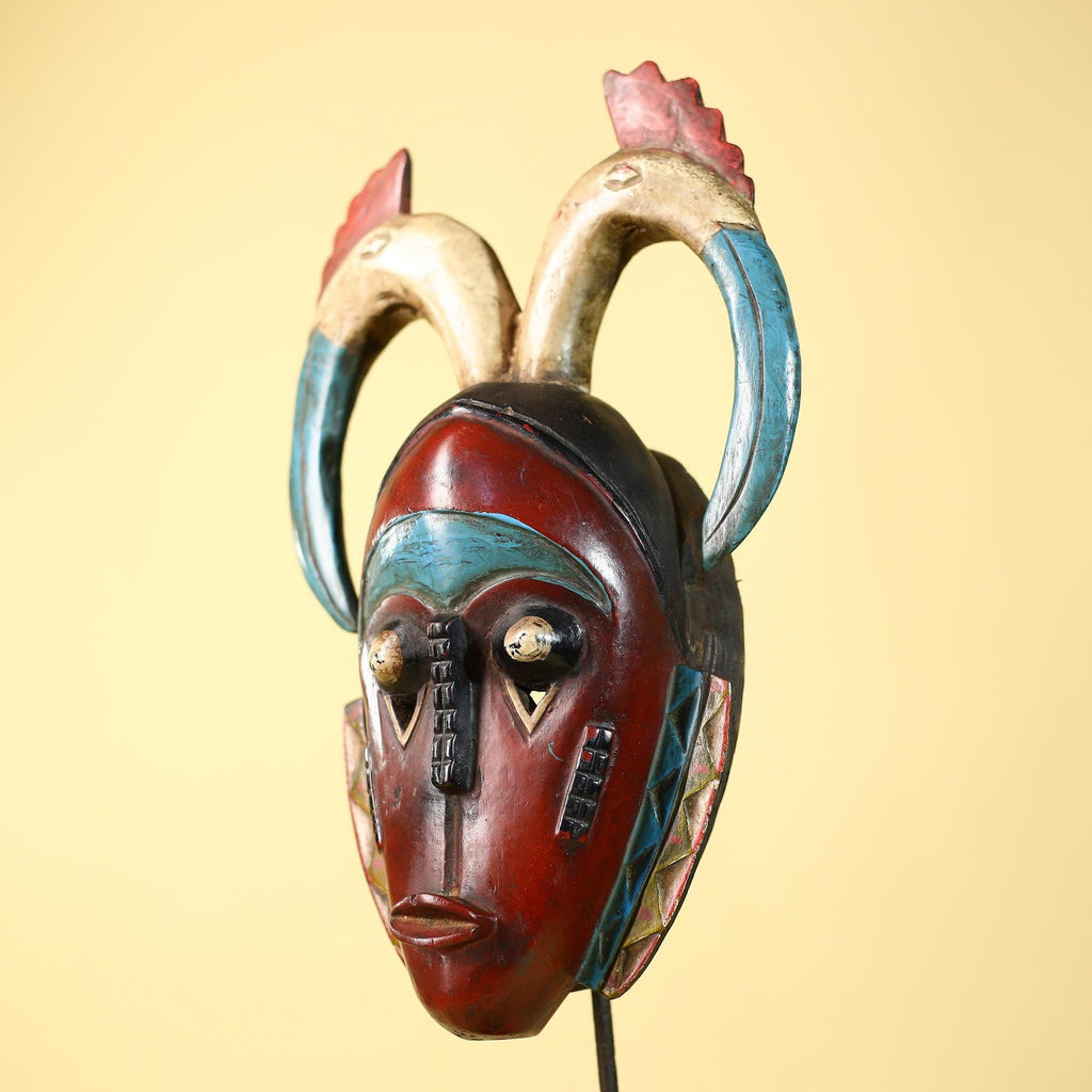 Large African Mask Guro Wooden Tribal Handmade Vintage Wall Art-G6107
