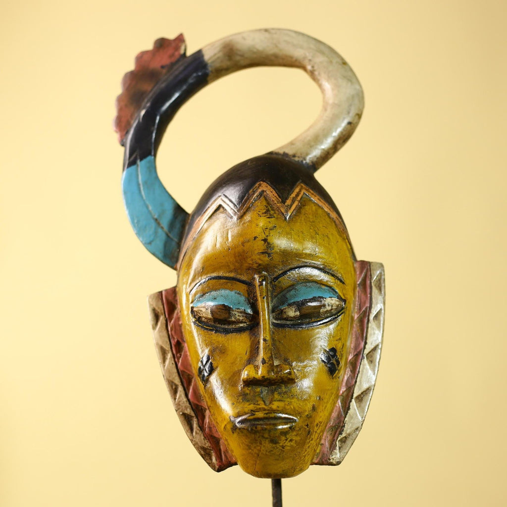 Handmade African Mask cote d'ivoire baule Wooden Vintage Tribal Wall Art -G6110