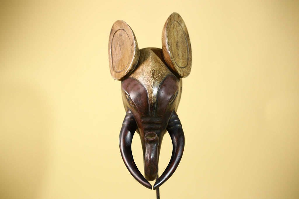 African Elephant Mask Wooden African Art Tribal Wall Decor Large-G6112