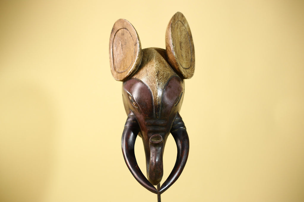 African Elephant Mask Wooden African Art Tribal Wall Decor Large-G6112