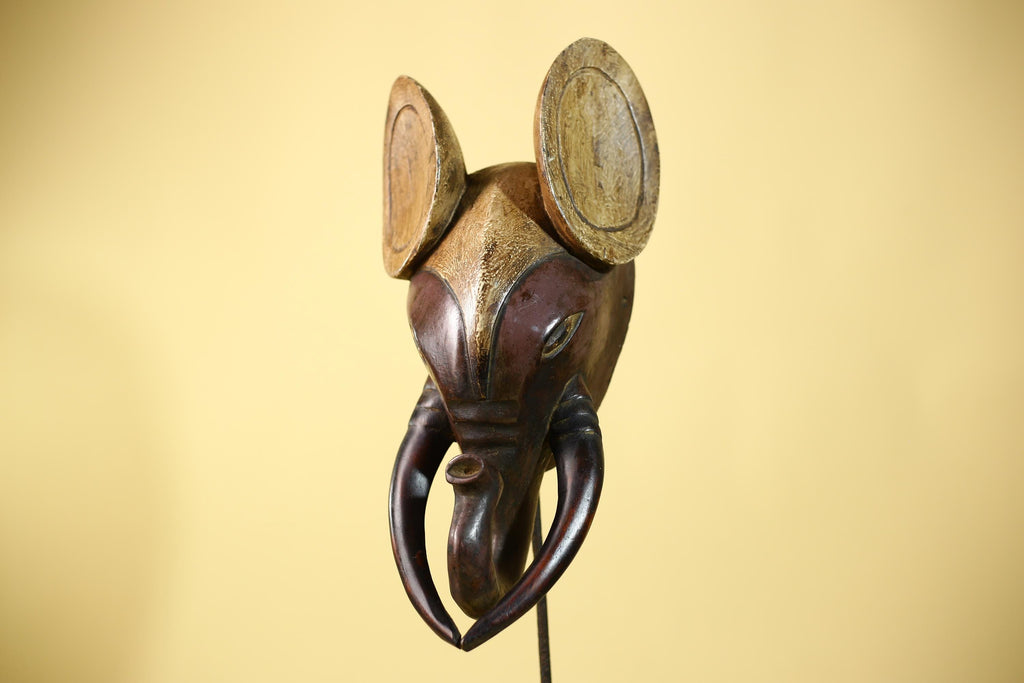 African Elephant Mask Wooden African Art Tribal Wall Decor Large-G6112