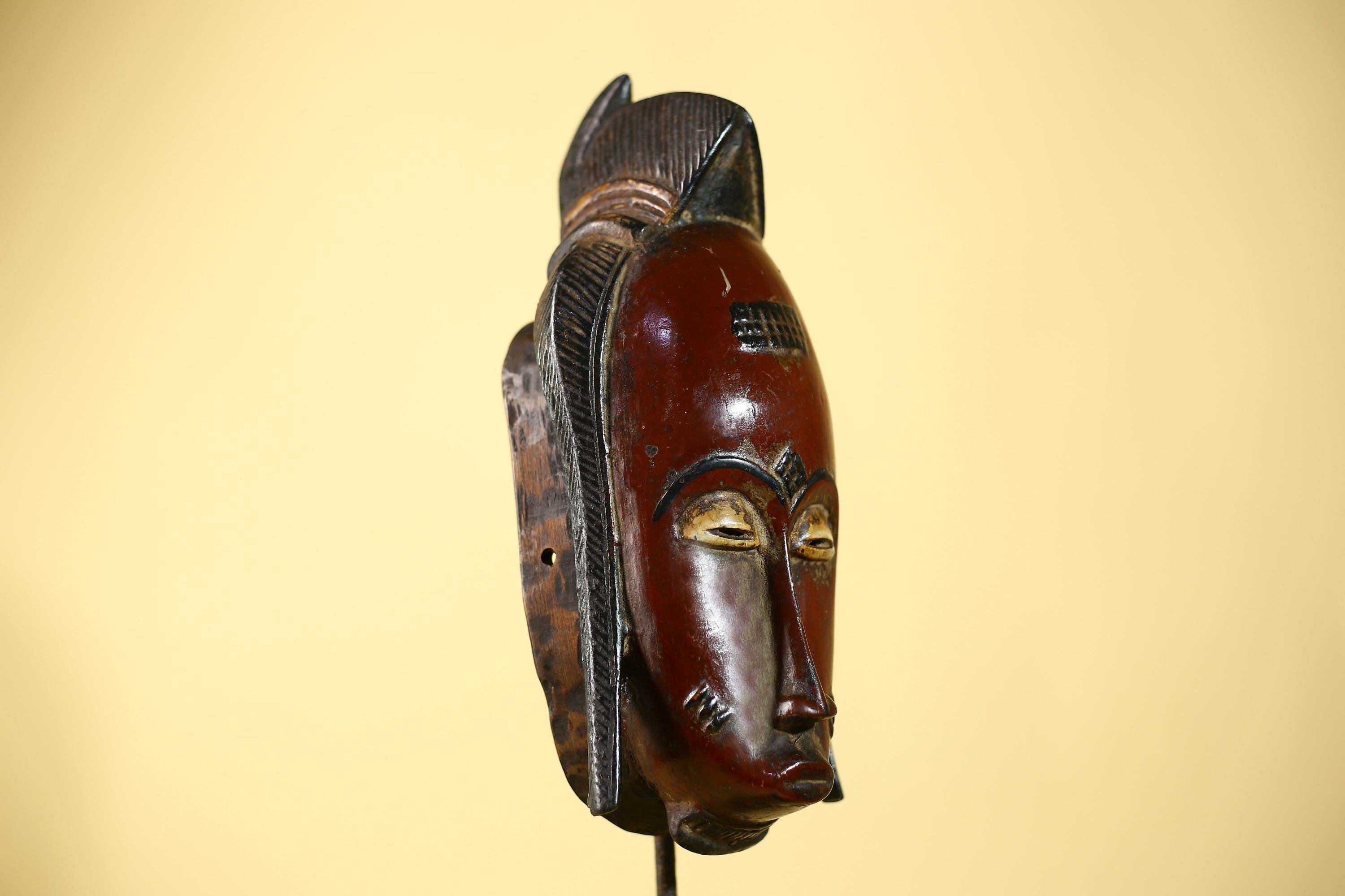 Hand Carved Baule Mask  African Tribal Art, West Africa-G6115