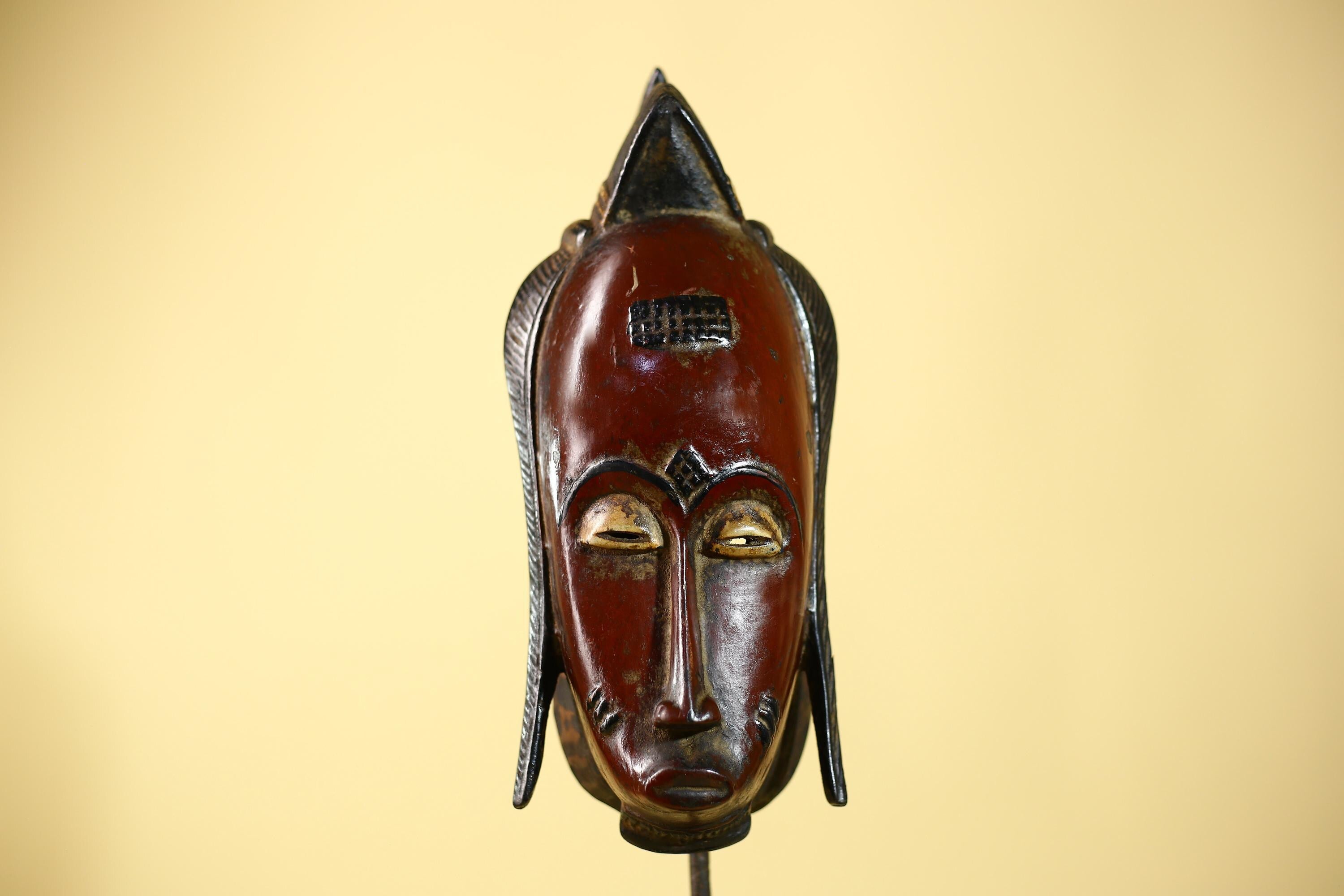 Hand Carved Baule Mask  African Tribal Art, West Africa-G6115
